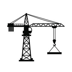 Tower crane black silhouette icon symbol for construction site