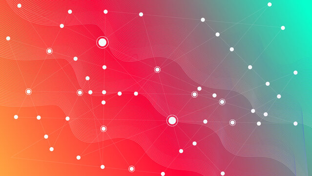 abstract tech network connection dots. Geometric background with abstract mesh. Web. Big data. glowing winter holiday decoration vector backdrop. White background with plexus lines. Colorful abstract.