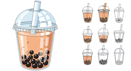 Enjoy a delicious bubble tea with tapioca pearls, a refreshing and trendy Asian drink!