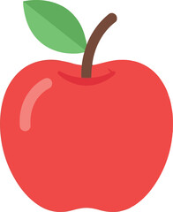 Vibrant red apple with green leaf icon