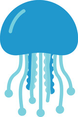 Cute blue jellyfish cartoon vector illustration icon