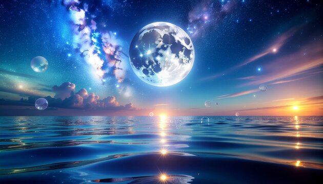 星月の海 ― 宇宙が息づく水平線