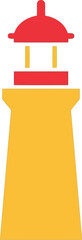Bright yellow lighthouse red top nautical icon