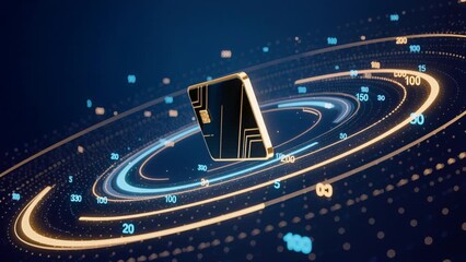 Sleek digital payment card and glowing token drive future finance. Advanced technology secures global data transaction network, powering innovative information processing and connectivity - Powered by Adobe