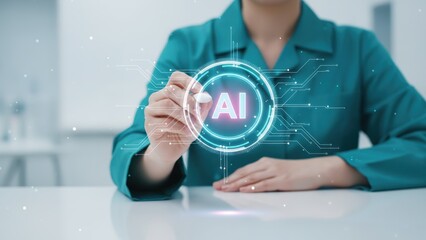 A hands using a glowing ai medical sphere with linked data icons, showing healthcare tech and advanced process control precision