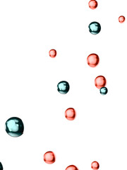 Shiny red and teal holiday balls falling overlay 3D render
