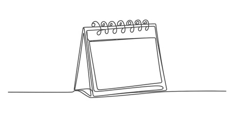 One continuous line drawing of a desk calendar, symbolizing time management, event scheduling, and important date planning for effective business and personal organization.
