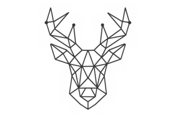 Deer head geometric line art illustration creating modern animal concept on transparent background