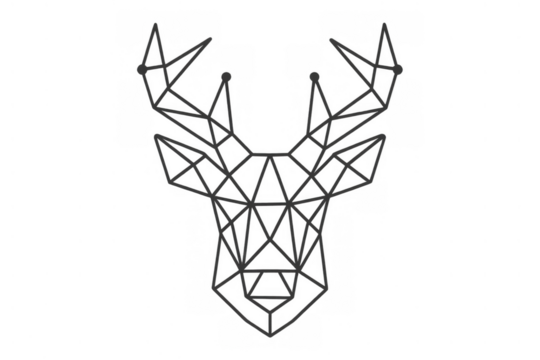 Deer head geometric line art illustration creating modern animal concept on transparent background