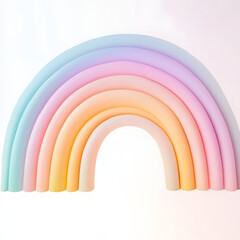 Colorful 3d rainbow with clouds on transparent background for designs and projects. Isolated illustration