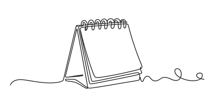 Continuous line drawing of a desk calendar, an artistic and minimalist representation of time management, scheduling, and important dates, perfect for planning concepts and events.