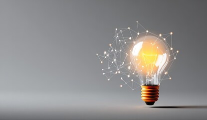 A glowing light bulb with a network of connections emanating from it, symbolizing innovation and ideas.