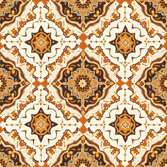 Vintage floral pattern with brown and orange