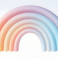 Colorful 3d rainbow with clouds on transparent background for designs and projects. Isolated illustration