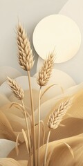Abstract wheat stalks illustration against a neutral background for design purposes