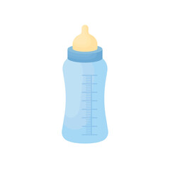 A baby bottle for formula isolated on a white background. Blue feeding bottle. Baby items.
