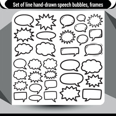 Hand-drawn speech bubbles set for comic or communication design