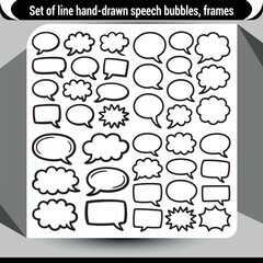 Hand-drawn speech bubbles and thought frames set for design