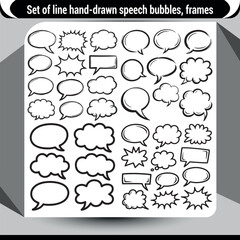 Hand-drawn speech bubble and comic element collection vector