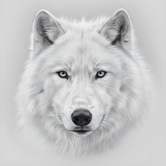 Obraz premium Intense gaze of a majestic white wolf rendered in a detailed black and white sketch