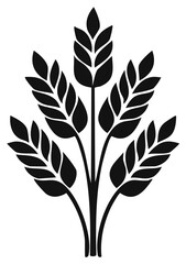 Fototapeta premium Black silhouette of wheat stalks and grain ears vector illustration symbol