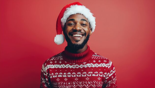 Joyful holiday celebration indoor setting portrait photography festive environment smiling man in santa hat