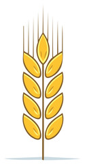 Golden wheat stalk illustration featuring a graphic, stylized design with a single spikelet on a neutral background.