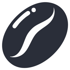 Obraz premium Dark Gray Stylized Coffee Bean Icon Illustration with White Groove Detail for Beverage and Cafe Design