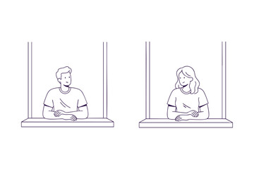 Looking Out Window – Relaxed Pose Line Sketch