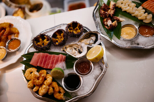 Restaurant snacks on the buffet table
