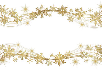 Golden snowflake border isolated on transparent background