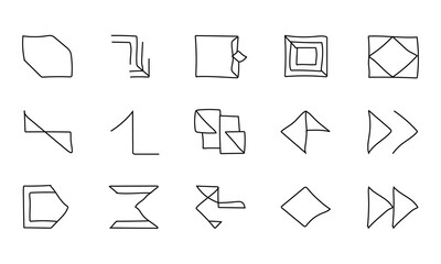 Hand drawn minimal geometric shapes and icons for design projects