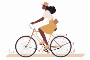Fototapeta premium black woman riding bicycle isolated