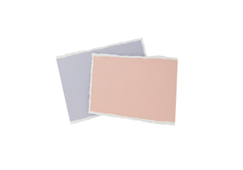 Minimalist composition of torn paper fragments with soft pastel hues on transparant backdrop symbolizing creative elements