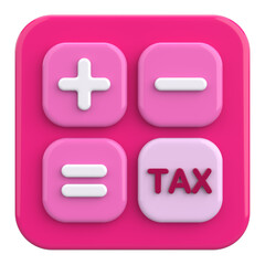 Fototapeta premium 3D Tax Icon Illustration with Calculator and Finance Elements.