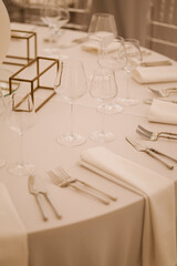 Setting the restaurant's bright tables in the sunset light