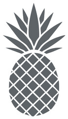 Obraz premium Graphic representation of a stylized pineapple fruit with spiky leaves and a diamond patterned body in a solid gray color.