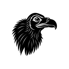 Vulture head retro woodcut style black and white illustration