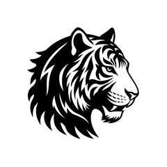 Stylized tiger head illustration emblem mascot logo wild animal