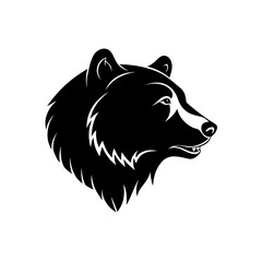 Powerful black bear head silhouette profile vector illustration
