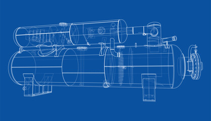Industrial Tank Blueprint. Vector