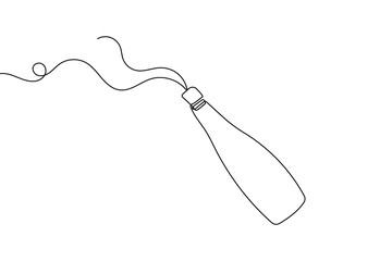 Minimalist bottle of champagne one line art simple outline vector illustration design
