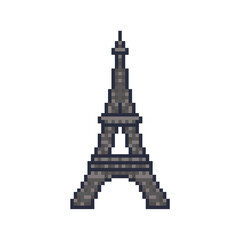 paris iconic tower pixel art