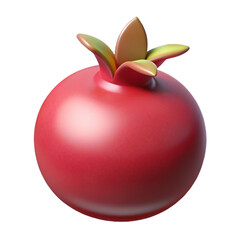 Vibrant 3D pomegranate illustration a glossy fruit rendering isolated on white background