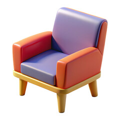 Colorful armchair illustration a modern 3D rendering isolated on white background