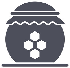 Honey Jar Design with Hexagon Sweet Honeycomb Icon on a Jar