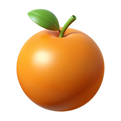 Bright orange fruit with a green leaf a photorealistic 3D rendering isolated on a white background