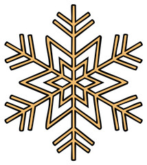 Illustration of a decorative snowflake in beige and black, winter design