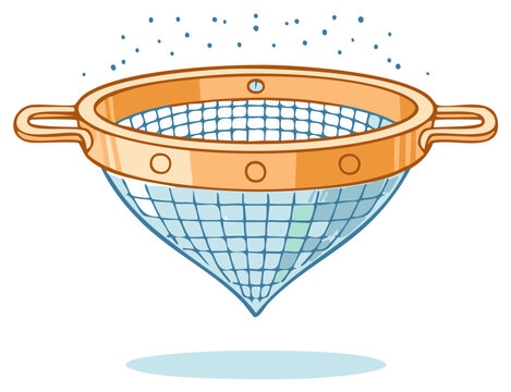 orange strainer with blue net, cartoon style clip art preview