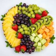 Vibrant assortment of fresh fruits platter healthy refreshing delicious sweet natural tropical